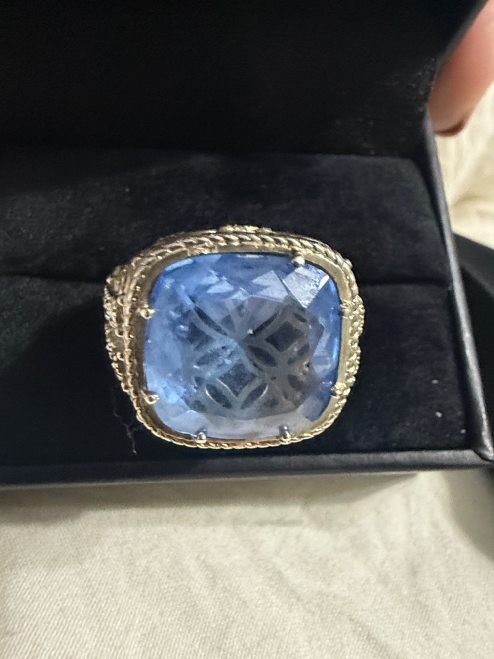 Blue Cushion-Cut Cocktail Ring in Gold Setting